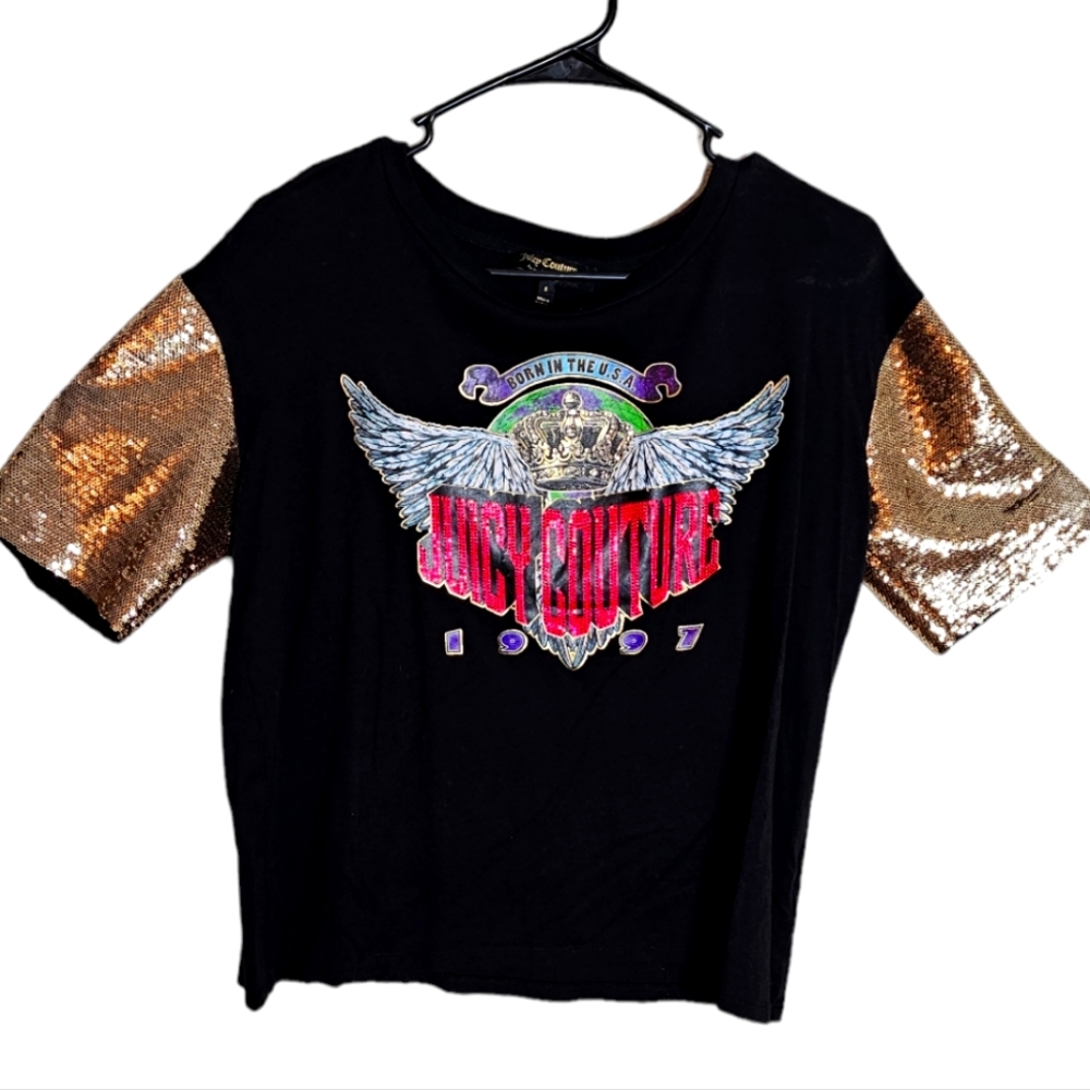 Vintage Born in the USA Juice Couture Black Top Size Small